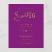 Cerise SWEET 16 Modern Elegant Budget Birthday (Voorkant)