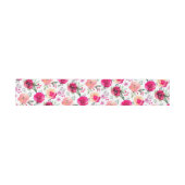 Cerise Waterverf Floral Pattern Belly Band Uitnodigingen Wikkel (Vlak)