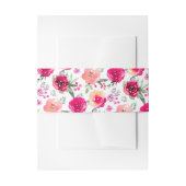Cerise Waterverf Floral Pattern Belly Band Uitnodigingen Wikkel (Voorkant Voorbeeld)