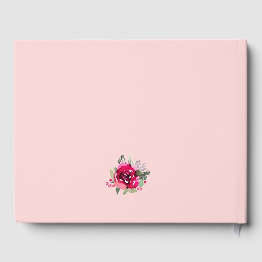 Cerise Waterverf Floral Pink Guest Book Gastenboek (Achterkant)