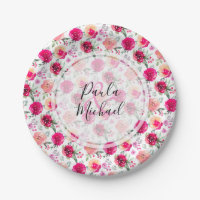 Cerise Waterverf Floral Specialized Paper Borden