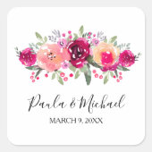 Cerise Waterverf Floral Sticker (Voorkant)
