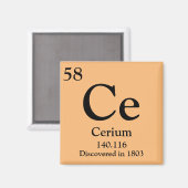 Cerium Periodiek Tabel Magneet (Voorkant / Achterkant)