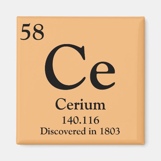 Cerium Periodiek Tabel Magneet (Voorkant)