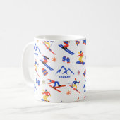 Cerler Spanje Pyreneeën Ski Snowboard patroon Koffiemok (Voorkant links)