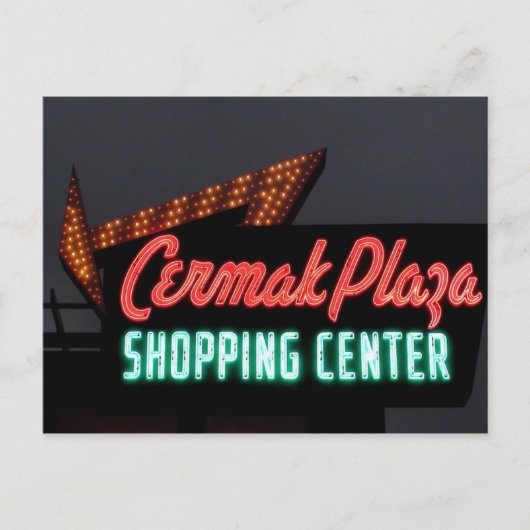 Cermak Plaza, Neon Sign in Berwyn Il. Briefkaart (Voorkant)