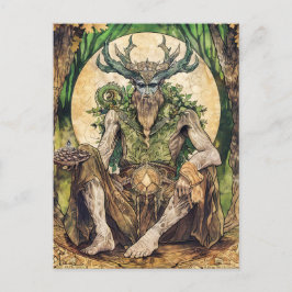 Cernunnos Keltische Gehoornde God van de Natuur Briefkaart