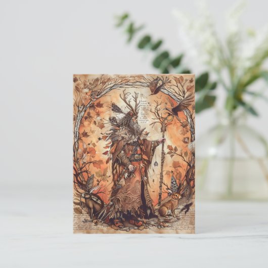 Cernunnos Keltische gehoornde God van Natuur Briefkaart (Staand voorkant)