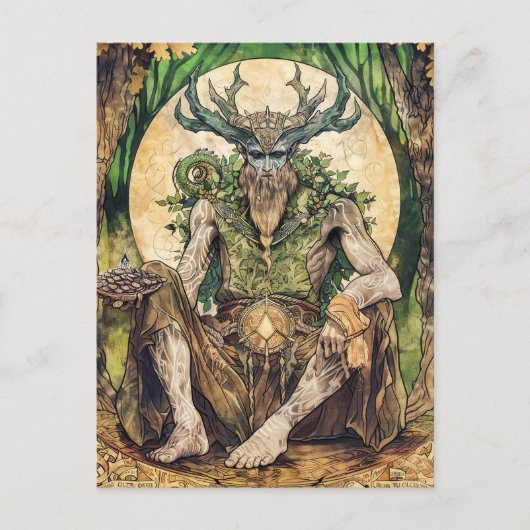 Cernunnos Keltische gehoornde God van Natuur Briefkaart (Voorkant)