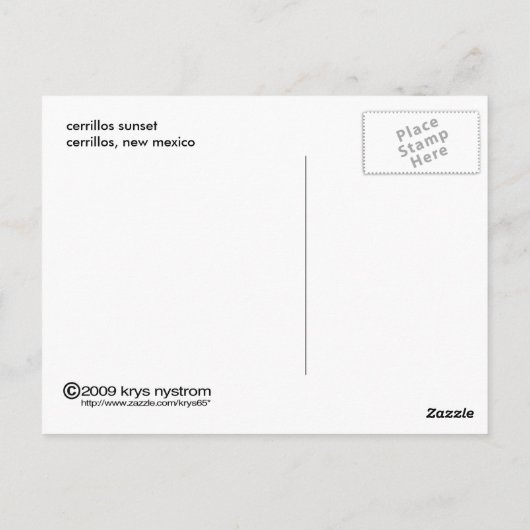cerrillos sunset briefkaart (Achterkant)