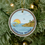 Cerritos Beach Baja Mexico Kerstsurfer Keramisch Ornament<br><div class="desc">Cerritos Beach Baja Mexico Kerst Strand Keramisch Ornament met surfer</div>