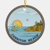 Cerritos Beach Baja Mexico Kerstsurfer Keramisch Ornament (Voorkant)