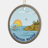 Cerritos Beach Baja Mexico Kerstsurfer Keramisch Ornament (Links)