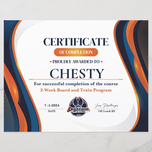 Certificaat #13 (Voorkant)