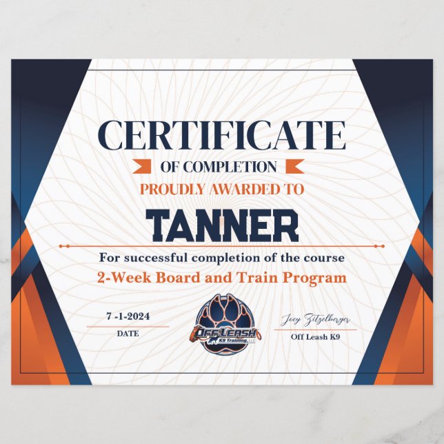 Certificaat #14 (Voorkant)