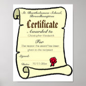 Certificaat Award met downloadbare optie Poster (Voorkant)