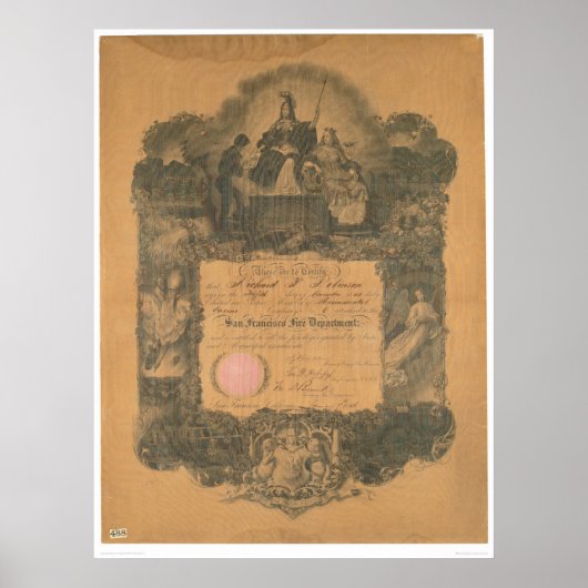 Certificaat brandweer van San Francisco (1481A) Poster (Voorkant)