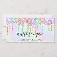 Certificaat cadeau voor hologram unicorn glitter d