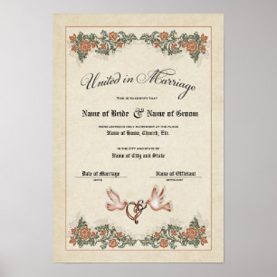 Certificaat Huwelijk-Bruiloft-(Sieraadje ter herin Poster