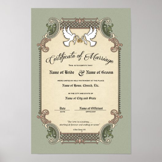 Certificaat Huwelijk-Bruiloft-(Sieraadje ter herin Poster (Voorkant)