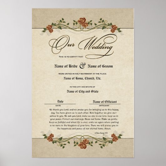 Certificaat Huwelijk-Marriage-(Sierlijke Aandenken Poster (Voorkant)