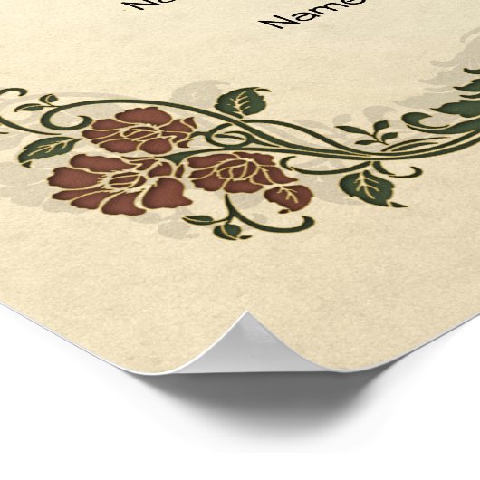 Certificaat Huwelijk-(Sierlijke Aandenken) Poster (Hoek)