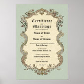 Certificaat Huwelijk-(Sierlijke Aandenken) Poster (Voorkant)