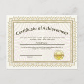 Certificaat met gouden zegel briefkaart (Voorkant)