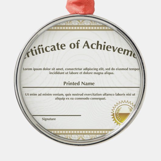 Certificaat met gouden zegel metalen ornament (Voorkant)