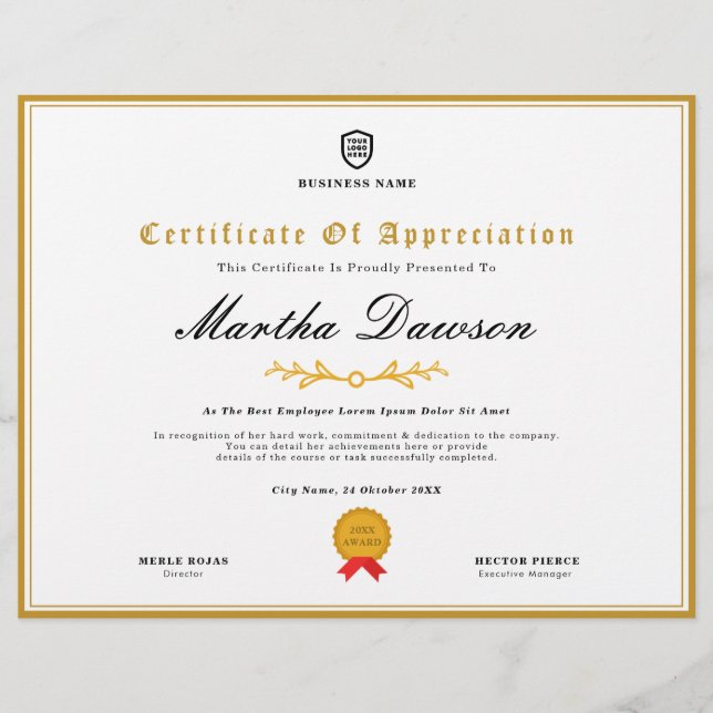 Certificaat | Moderne Sjabloon voor zakelijke Logo (Voorkant)