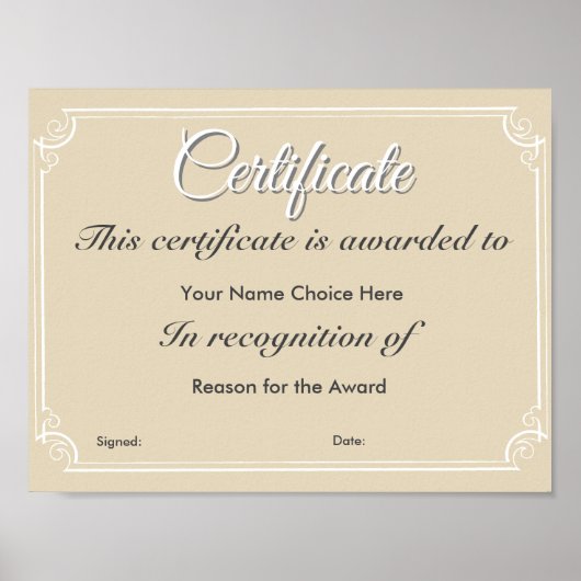 Certificaat of gunning poster (Voorkant)