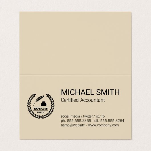 Certificaat | Openbare notaris Logo Visitekaartje (Buitenkant ongevouwen)