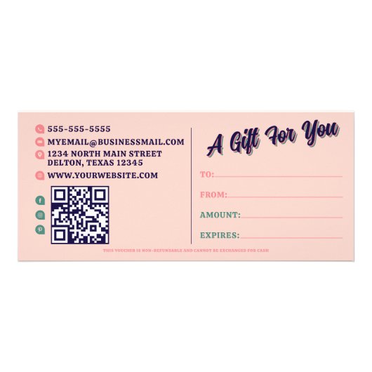 Certificaat Retro Typografie Zakelijk Cadeau Kaart (Achterkant)