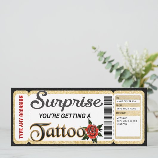  Certificaat Tattoo Cadeaubon Kaart (Staand voorkant)