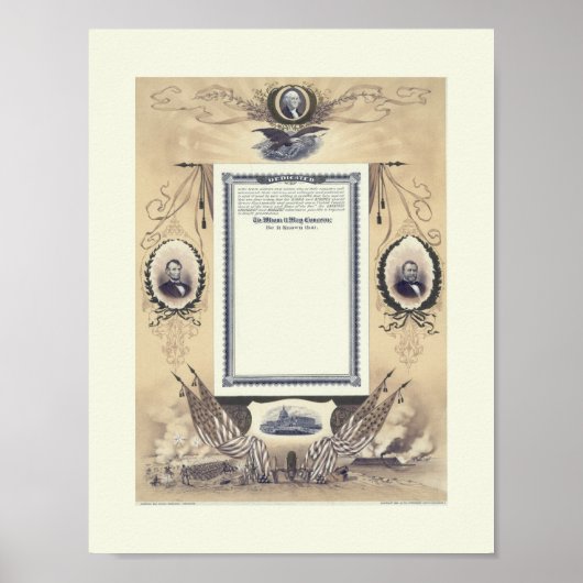 Certificaat-unie voor veteranen uit de burgeroorlo poster (Voorkant)