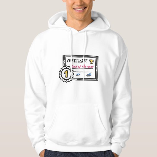 Certificaat Vader van het Jaar vaderdag Onderschei Hoodie (Voorkant)