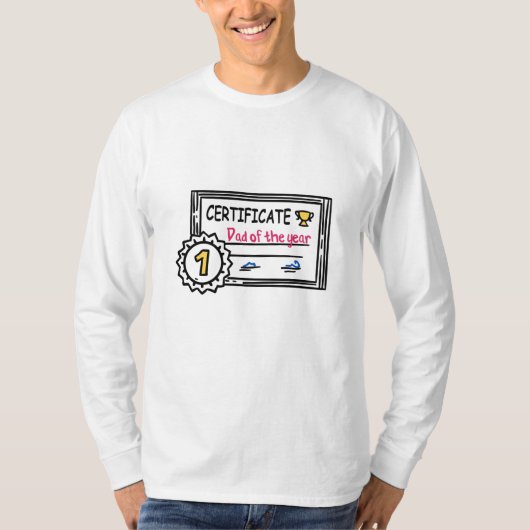 Certificaat Vader van het Jaar vaderdag Onderschei T-shirt (Voorkant)