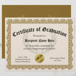 Certificaat van Afstuderen Gold 8,5 x 11