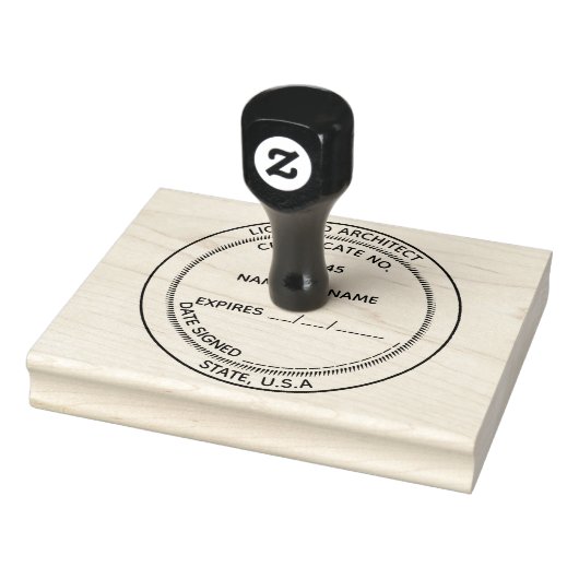 Certificaat van architect met vergunning op verval rubberstempel (Stempel)