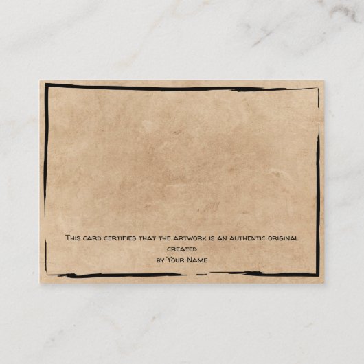 Certificaat van authenticiteit Kunstwerk door Logo (Achterkant)