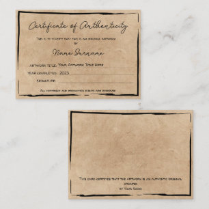 Certificaat van authenticiteit Kunstwerk door Logo