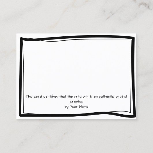 Certificaat van authenticiteit Kunstwerk door Logo (Achterkant)