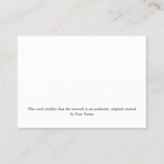 Certificaat van authenticiteit Kunstwerk door Logo (Achterkant)