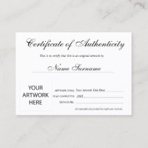 Certificaat van authenticiteit Kunstwerk door Logo