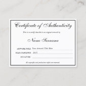 Certificaat van authenticiteit Kunstwerk door Logo (Voorkant)