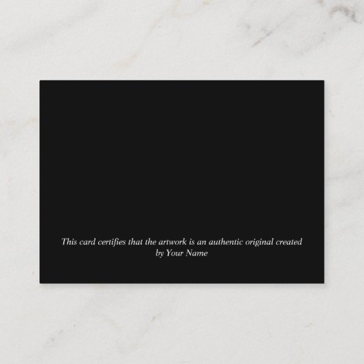 Certificaat van authenticiteit Kunstwerk door Logo (Achterkant)