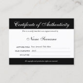 Certificaat van authenticiteit Kunstwerk door Logo (Voorkant)