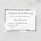 Certificaat van authenticiteit Kunstwerk door Logo (Voorkant)