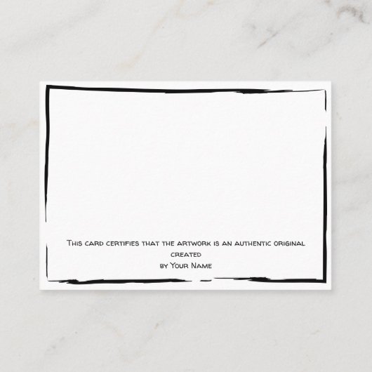 Certificaat van authenticiteit Kunstwerk door Logo (Achterkant)