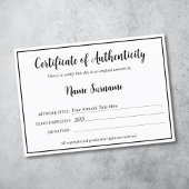 Certificaat van authenticiteit Kunstwerk door Logo